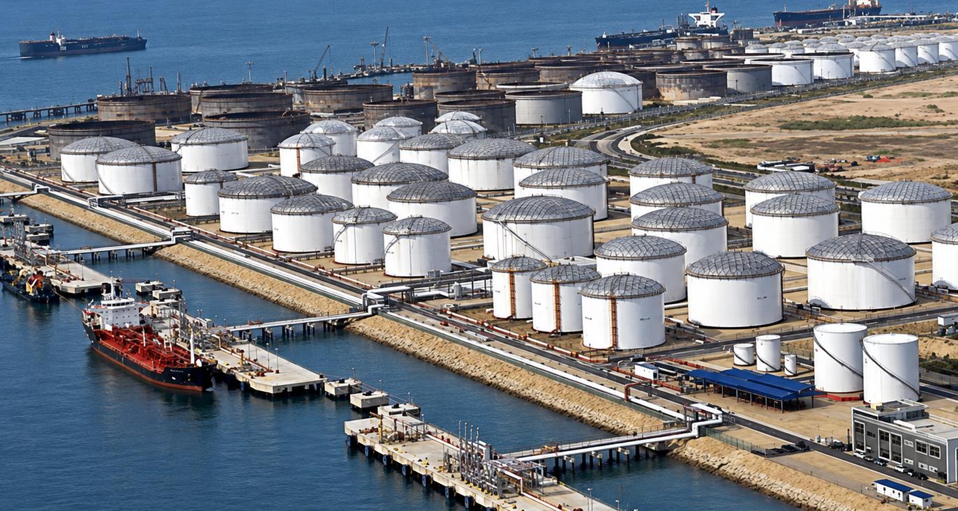 Kıyıdaki akaryakıt depolama tank sahası